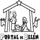 Imagen navideña del Portal de Belén para colorear