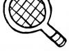Dibujo de una raqueta de tenis, objetos deportivos para pintar