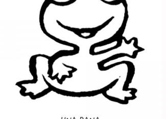 Dibujo de una rana sonriendo, animales del bosque para colorear