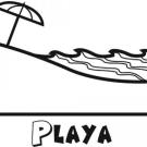 Dibujo de un paisaje de playa en verano para colorear