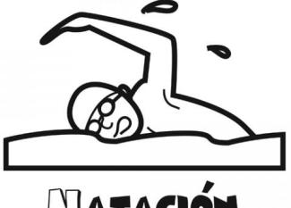 Dibujo para colorear de natación, un deporte para niños