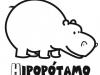 Dibujo de un hipopótamo para imprimir y pintar. Dibujos de animales