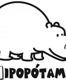 Dibujo de un hipopótamo para imprimir y pintar. Dibujos de animales