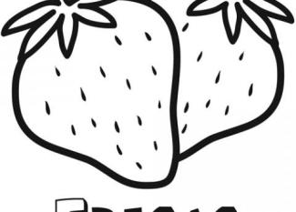 Dibujo para imprimir y colorear de fresas. Dibujos de frutas
