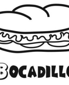 Bocadillo para colorear. Dibujos de alimentos para niños