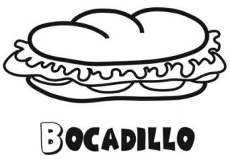Bocadillo para colorear. Dibujos de alimentos para niños