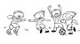 Niños jugando al fútbol. Dibujo de deportes para pintar