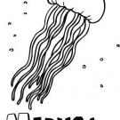 Dibujo infantil de medusa, animales marinos para imprimir y colorear