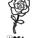 Dibujo infantil de una rosa, flores para imprimir y pintar