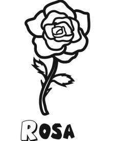 Dibujo infantil de una rosa, flores para imprimir y pintar