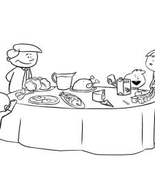 Dibujos de una cena en familia para colorear con los niños