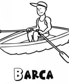 Barca de remos para colorear. Dibujo infantil