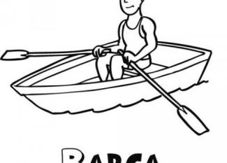 Barca de remos para colorear. Dibujo infantil