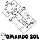 Niña tomando el sol. Dibujos infantiles de sol para colorear