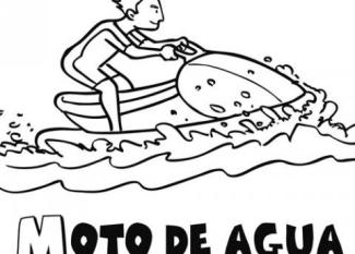 Dibujo de moto de agua para imprimir y pintar. Dibujo de mar