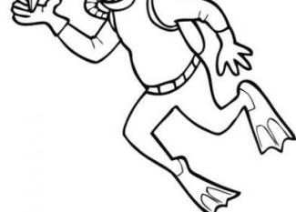 Dibujos de un buceador explorando el fondo marino para colorear