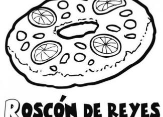 Dibujo para colorear en Navidad con un Roscón de Reyes