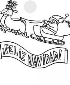 Dibujos para colorear de un cartel de Feliz Navidad.