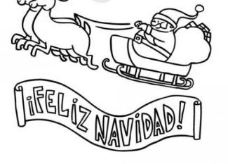 Dibujos para colorear de un cartel de Feliz Navidad.