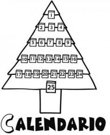Calendario de adviento para colorear en Navidad por los niños