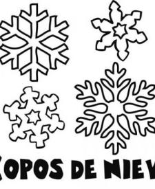 Dibujos de diferentes tipos de copos de nieve en invierno para colorear