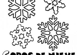 Dibujos de diferentes tipos de copos de nieve en invierno para colorear