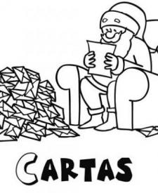 Dibujo de Papá Noel leyendo cartas de los niños