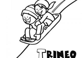 Dibujo de trineo para que los niños pinten