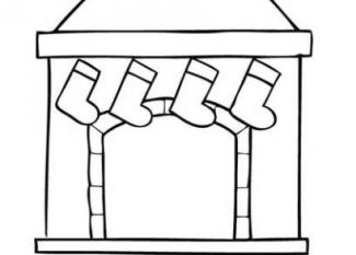 Calcetines en la chimenea. Dibujos de Navidad