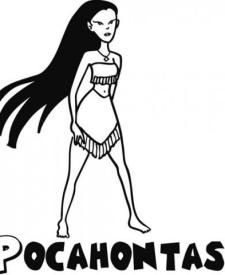 Pocahontas para colorear. Dibujo animado para niños