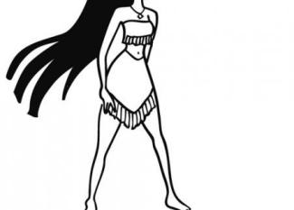 Pocahontas para colorear. Dibujo animado para niños