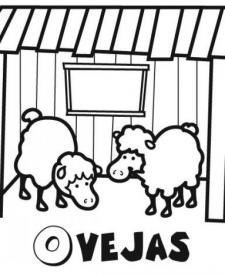 Dibujo infantil de ovejas para colorear