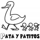 Dibujo para pintar de mamá pata y sus patitos. Dibujos de animales