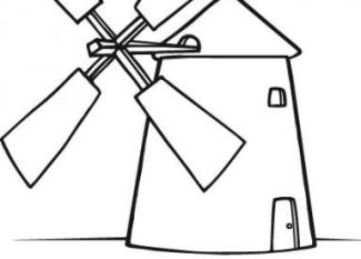 Dibujo de molino de viento para imprimir y colorear con los niños