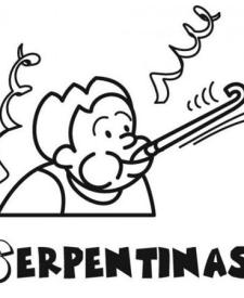 Dibujo de serpentinas para imprimir y colorear con niños en Carnaval