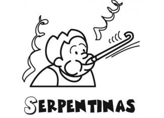 Dibujo de serpentinas para imprimir y colorear con niños en Carnaval
