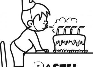 Dibujo de un pastel de cumpleaños para colorear con los niños