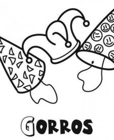 Dibujo de gorros de Carnaval para colorear con los niños