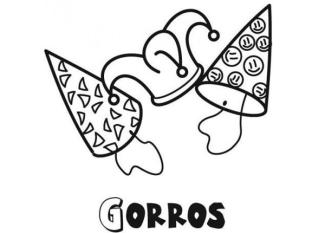 Dibujo de gorros de Carnaval para colorear con los niños