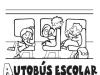 Dibujos para colorear de niños en autobús escolar