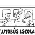 Dibujos para colorear de niños en autobús escolar