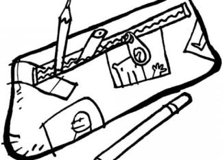 Dibujo para imprimir y pintar de un estuche con lápices