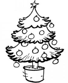 Árbol de Navidad en maceta: Dibujo para colorear con los niños