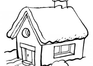 Dibujo de una cabaña con chimenea para niños
