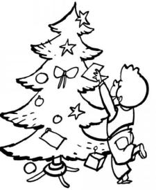 Árbol de Navidad con adornos. Dibujos para niños