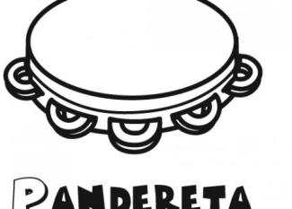 Dibujo de una pandereta para colorear con los niños