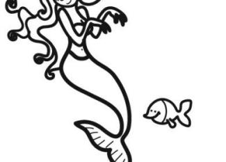Dibujo de la Sirenita para colorear con niños