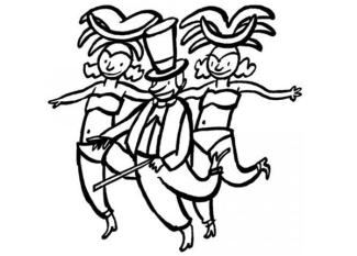 Dibujo de un baile de Carnaval para que los niños pinten