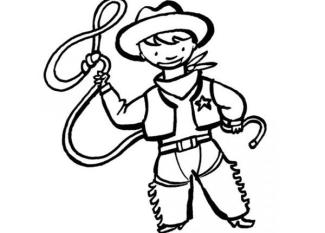 Dibujo de un disfraz de vaquero para pintar en Carnaval con niños