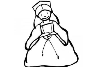 Dibujo para colorear con niños de un disfraz de princesa de cuento